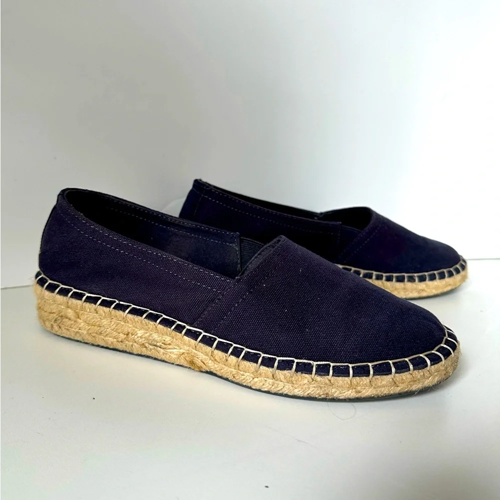 Superdry Navy Espadrille Flats Women’s Size 39 | Canvas Slip-On Shoes